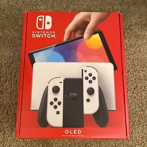 NEW-Nintendo Switch OLED Model HEG-001 Handheld Console - 64GB - White joy con